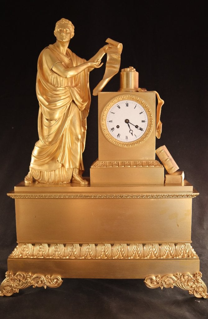 Zeer grote vergulde Empire pendule, Antiek en Kunst, Antiek | Klokken, Ophalen of Verzenden