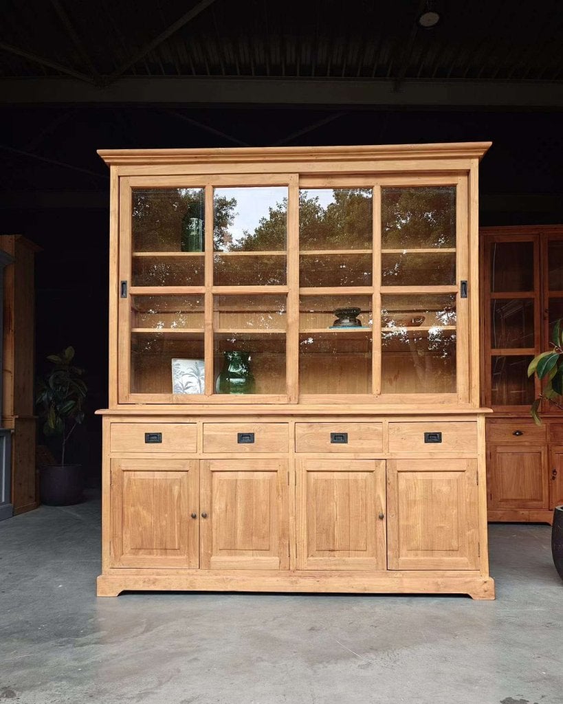 Prachtige teakhouten buffetkast | Teak servieskast #4552, Gebruikt, -, 200 cm of meer, -
