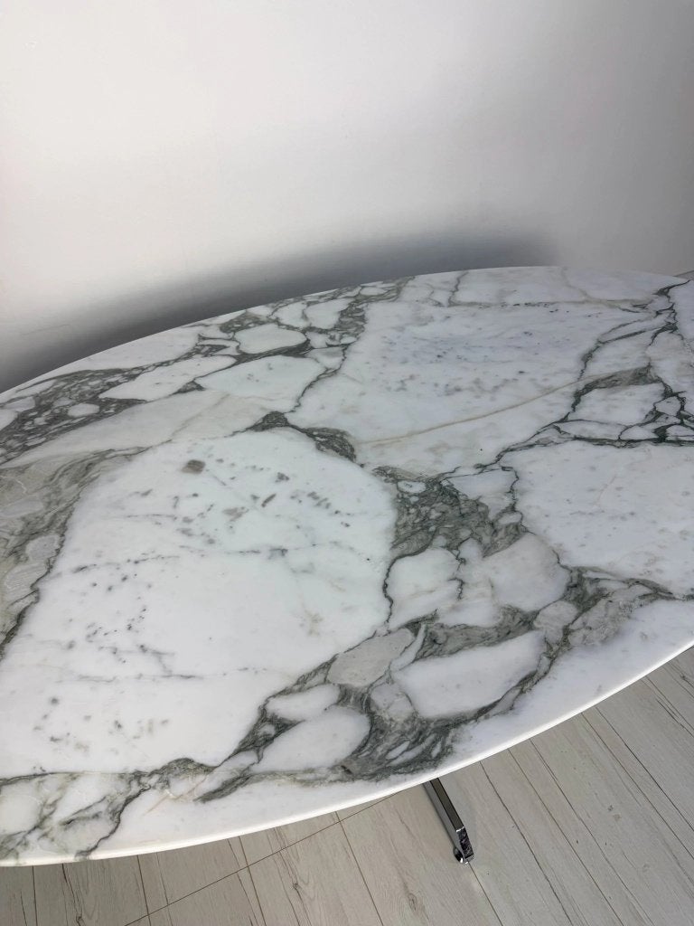 Florence Knoll ovale marmeren eettafel Roche Bobois vintage, Huis en Inrichting, Ophalen of Verzenden, Zo goed als nieuw, Vintage