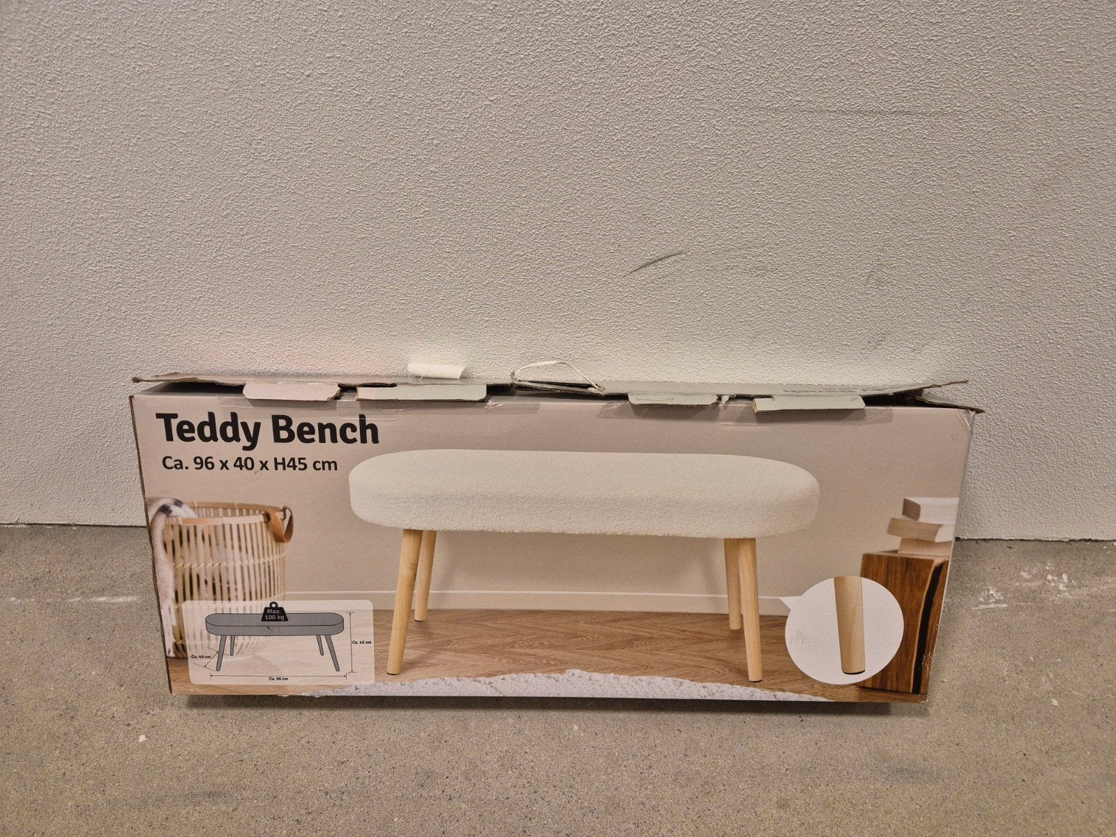 Teddy bench te koop - wit 96x40x46, Ophalen of Verzenden, Nieuw