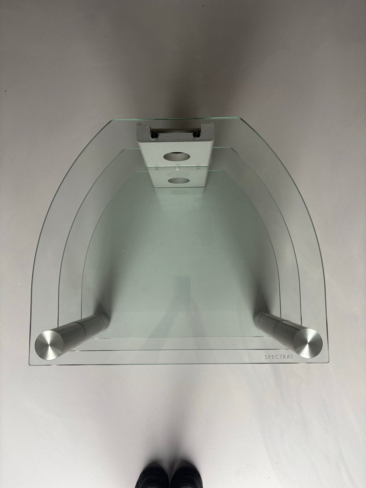 Spectrale TV-meubel/audiomeubel van glas en metaal, Gebruikt, Glas, Minder dan 100 cm, 25 tot 50 cm