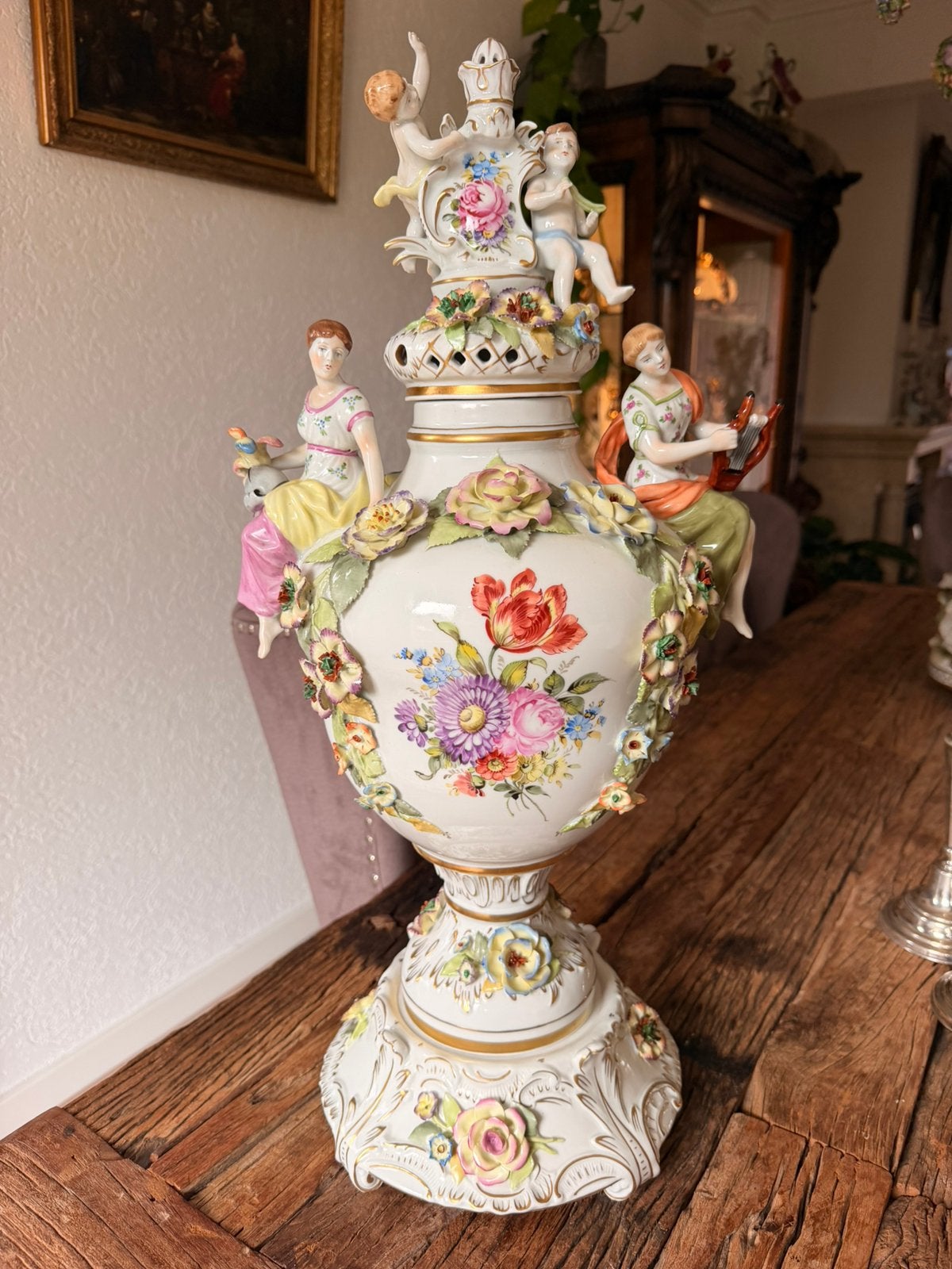 Saksisch porseleinen vaas plaue schierholz, Antiek en Kunst, Ophalen of Verzenden