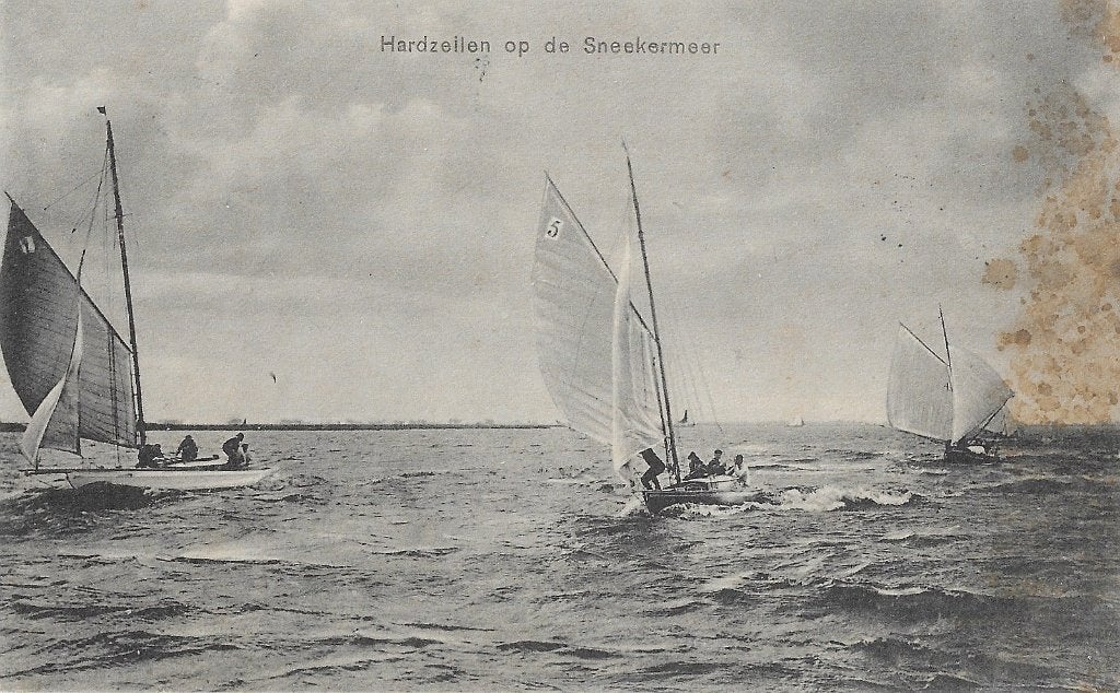 AK Sneek - Hardzeilen op de Sneekermeer, Verzenden, 1920 tot 1940, Gelopen, Friesland