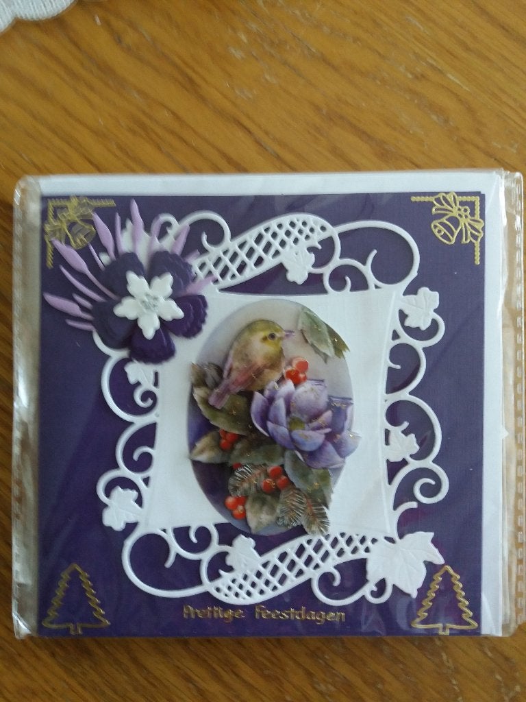 3D Kerstkaartje met vogeltje op bleom no. 335, Ophalen of Verzenden, Nieuw, Kerst