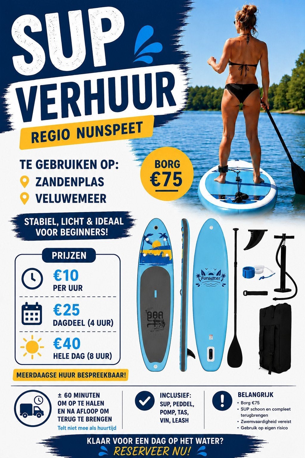 SUP huren - regio Nunspeet - Vanaf €10 ☀️🏖, Ophalen, Nieuw, SUP-boards