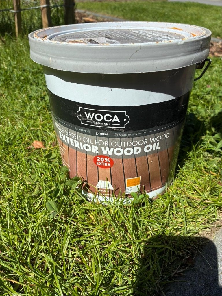 Woca wood oil, Doe-het-zelf en Verbouw, Verf, Beits en Lak, 5 tot 10 liter, Ophalen, Zo goed als nieuw, Bruin