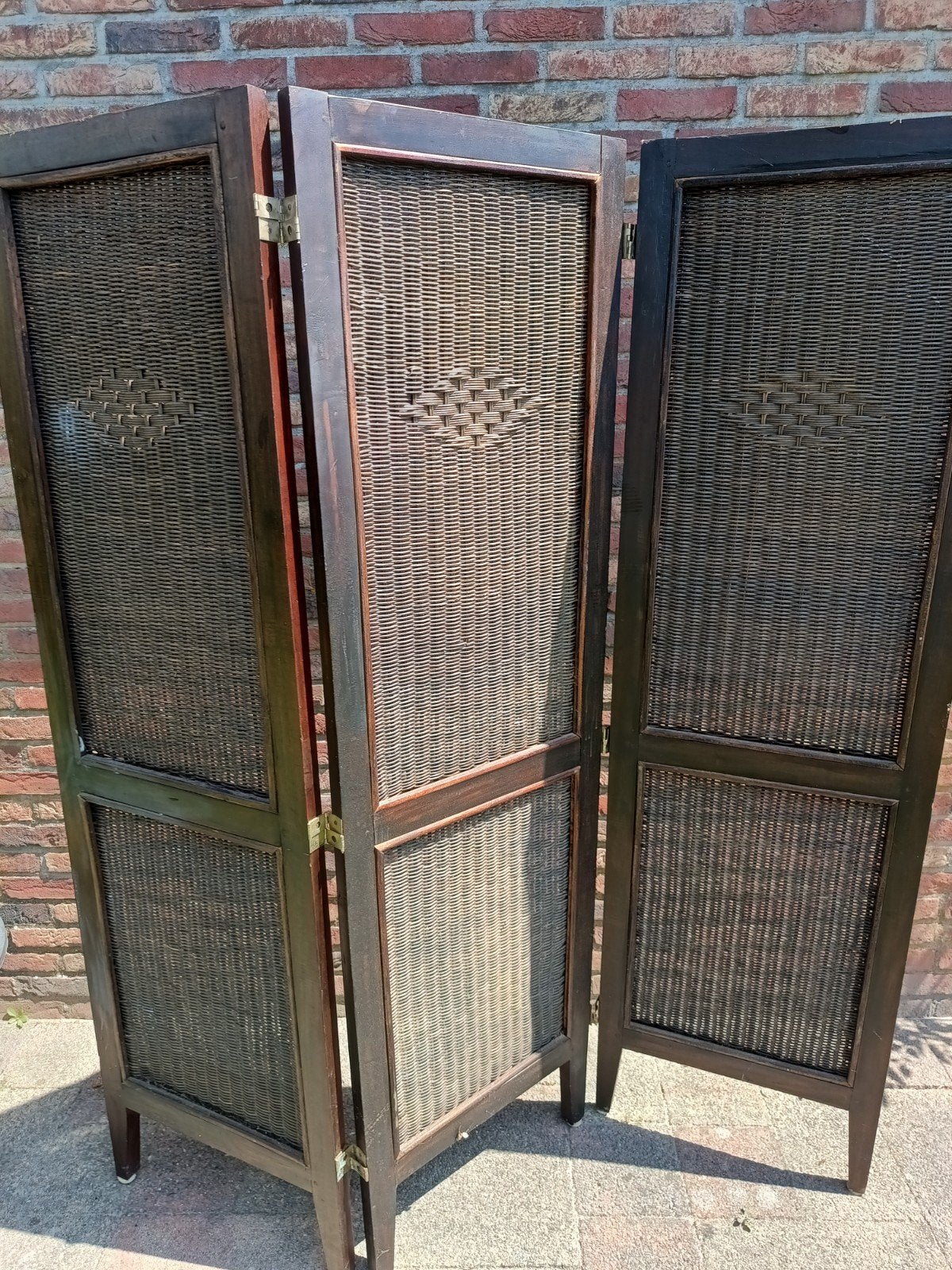 Vintage kamerscherm van hout en rotan, Huis en Inrichting, Ophalen, Gebruikt