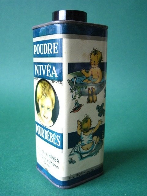 Nivea baby poeder blik Frankrijk 1930, Verzamelen, Blikken, Ophalen of Verzenden, Zo goed als nieuw, Overige