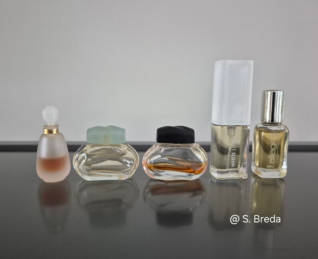Set 5x Estee Lauder miniaturen Private Knowing Linen Alliage, Ophalen of Verzenden, Gebruikt, Miniatuur