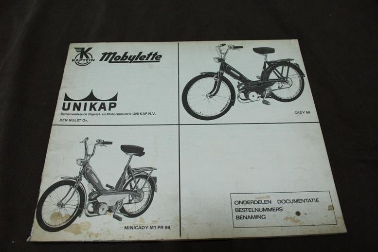 Mobylette Cady 1969 bromfiets onderdelen boek Kaptein, Ophalen of Verzenden, Gebruikt