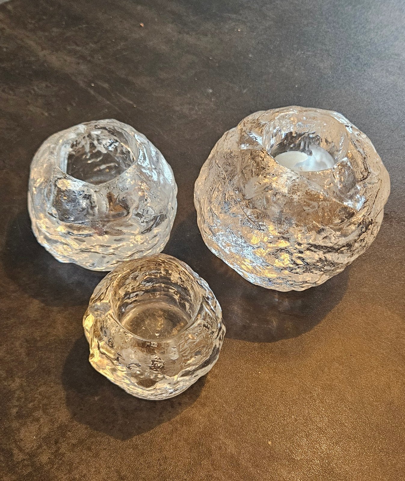 Kosta Boda Snowball waxinelichthouders - set van 3, Antiek en Kunst, Ophalen of Verzenden