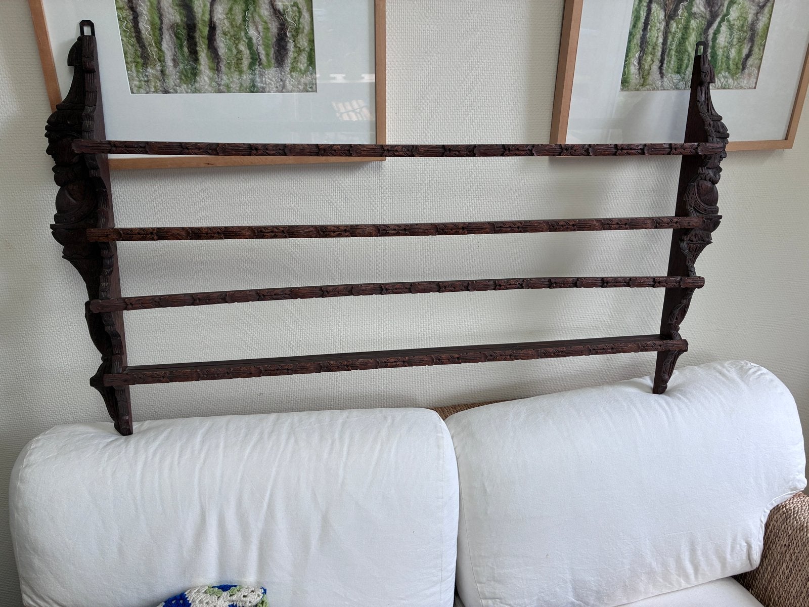 Antiek houten bordenrek - 60x118 cm, Ophalen