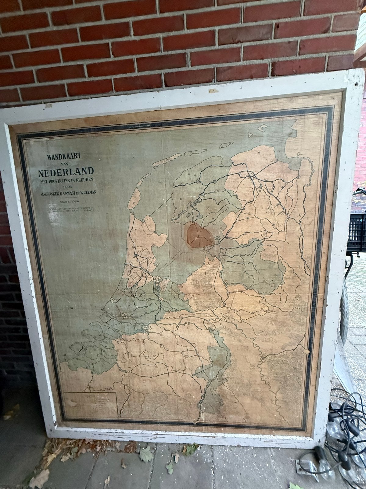 Antieke Wandkaart Nederland met Provincies in Kleuren (1900), Ophalen, Nieuw, Minder dan 50 cm, Schilderij