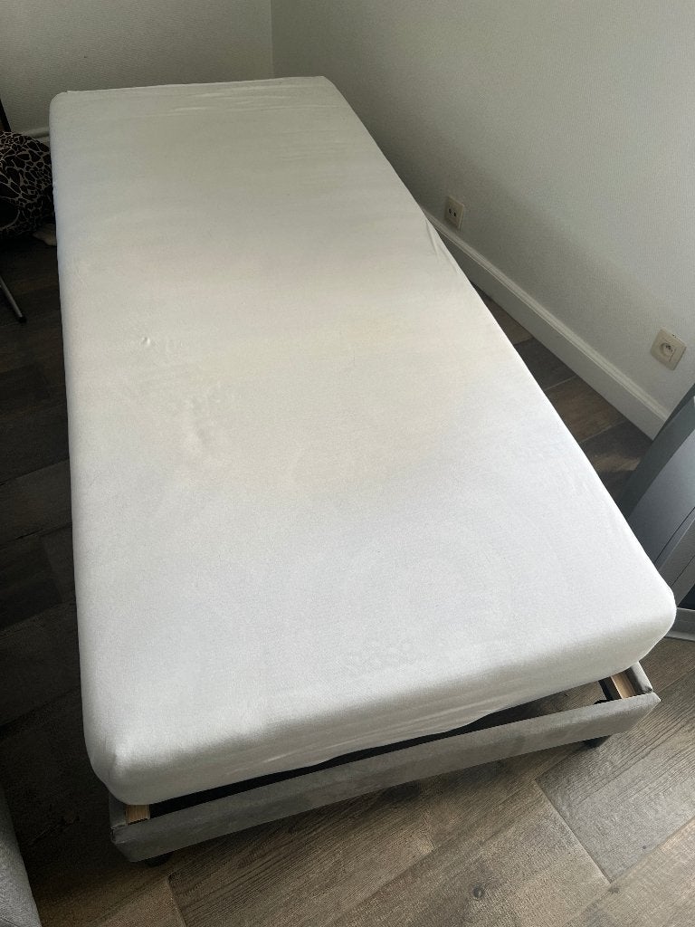 Eenpersoonsbed met pocketveren matras 90x210, Huis en Inrichting, Slaapkamer | Bedden, Ophalen, Gebruikt, 90 cm, Eenpersoons