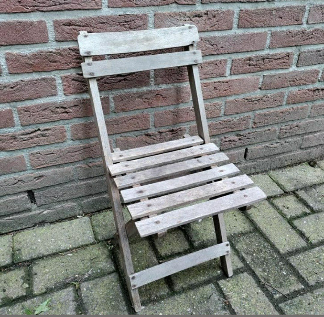 Klapstoeltje,Brocante,Hout,Frans,Bistro,Stoeltje,inklapbaar, Ophalen of Verzenden