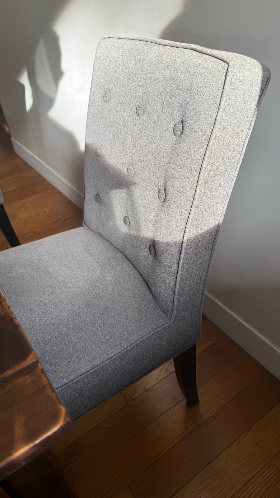 Set van 6 grijze eetkamerstoelen, zo goed als nieuw, Ophalen of Verzenden, Zo goed als nieuw, Vijf, Zes of meer stoelen, Stof