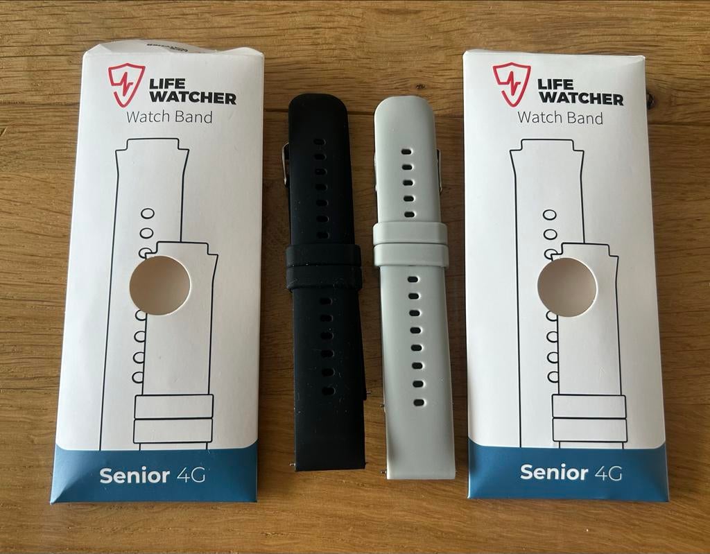 2 Nieuwe Horlogebandjes voor Lifewatcher Senior 4G (Grijs &, Ophalen of Verzenden, Nieuw, Grijs