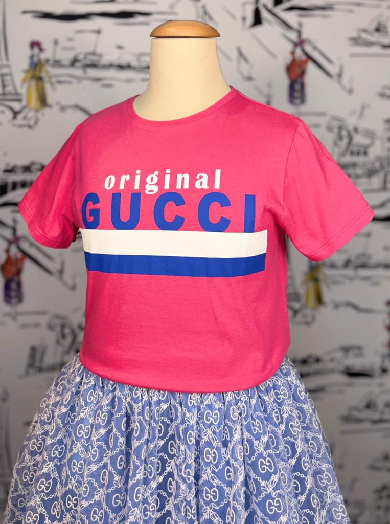 Gucci meisjes roze t-shirt met logo maat 10 NIEUW, Customercare@gucci.com, Shirt of Longsleeve, Gucci, Verzenden