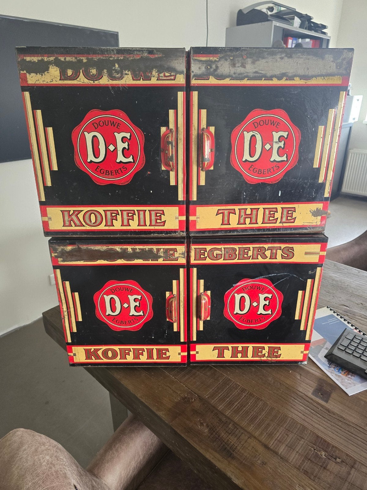 Zeldzame Douwe Egberts winkelblikken jaren '50/'60, Ophalen, Gebruikt, Koffie, Douwe Egberts