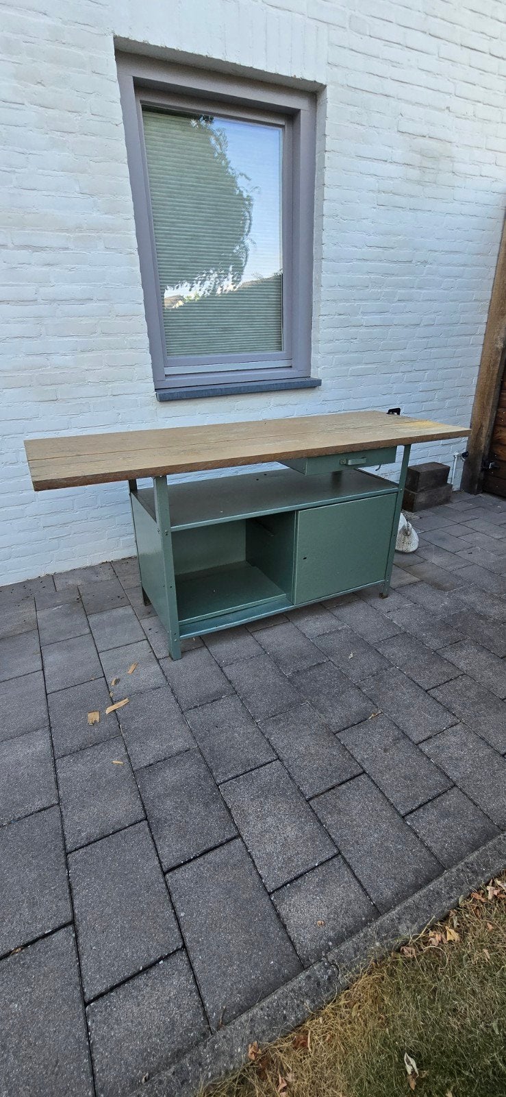 Oude werkbank met 3 eiken planken, Doe-het-zelf en Verbouw, Werkbanken, Ophalen, Gebruikt, Minder dan 70 cm
