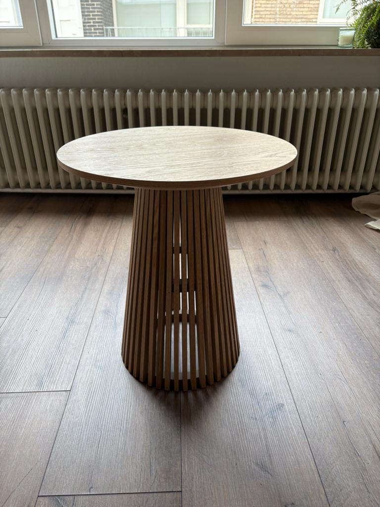 Stijlvolle Bijzettafel/Salontafel van Kwantum, Huis en Inrichting, Minder dan 55 cm, Rond, Zo goed als nieuw, Hout