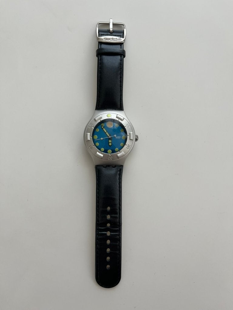 Vintage Swatch Irony Scuba 200 horloge, Overige materialen, Leer, Polshorloge, Swatch