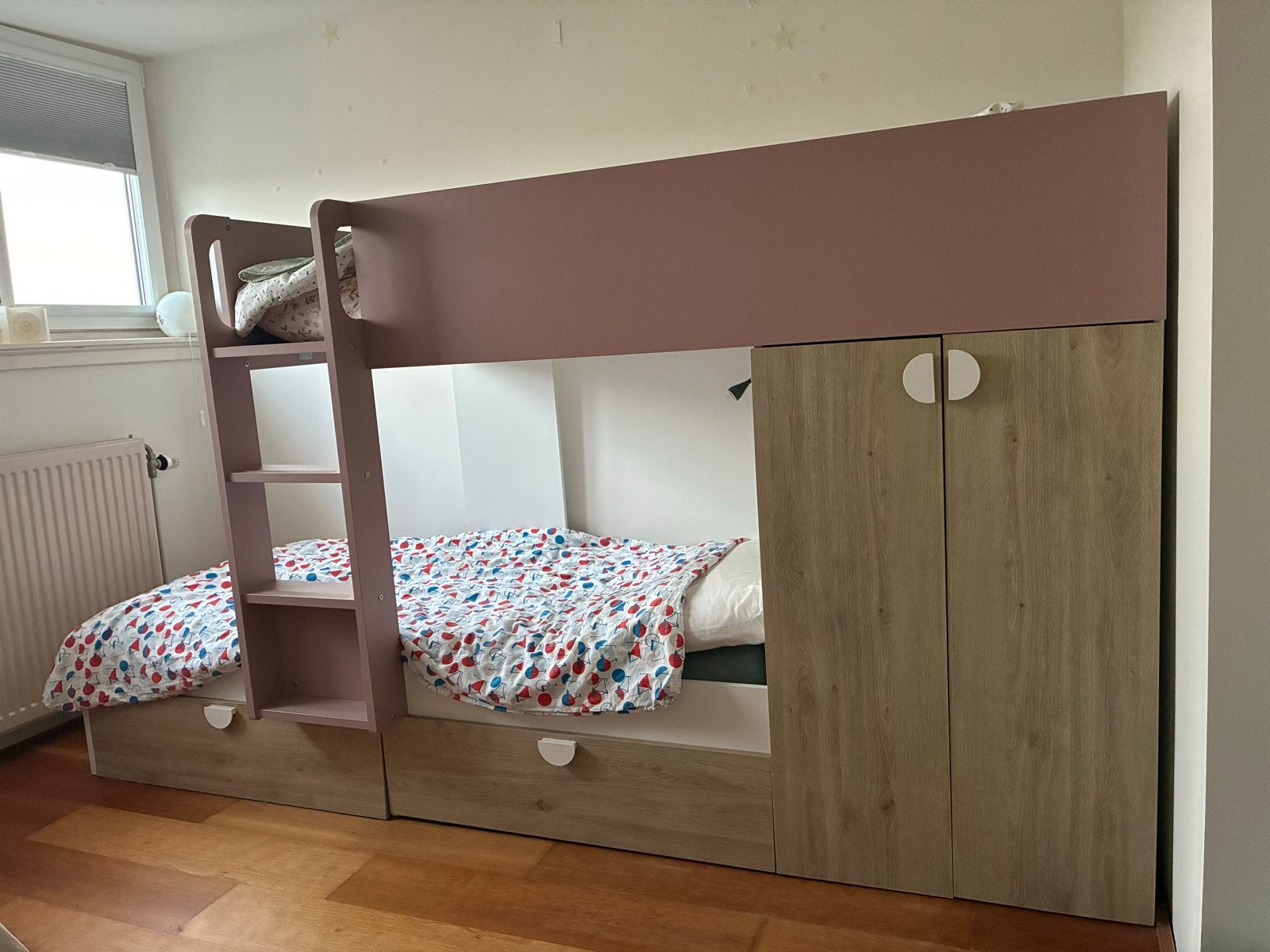 Eurobedden Fratello Stapelbed met Kast en Lades, Ophalen, Tweepersoons, Minder dan 160 cm, Overige maten