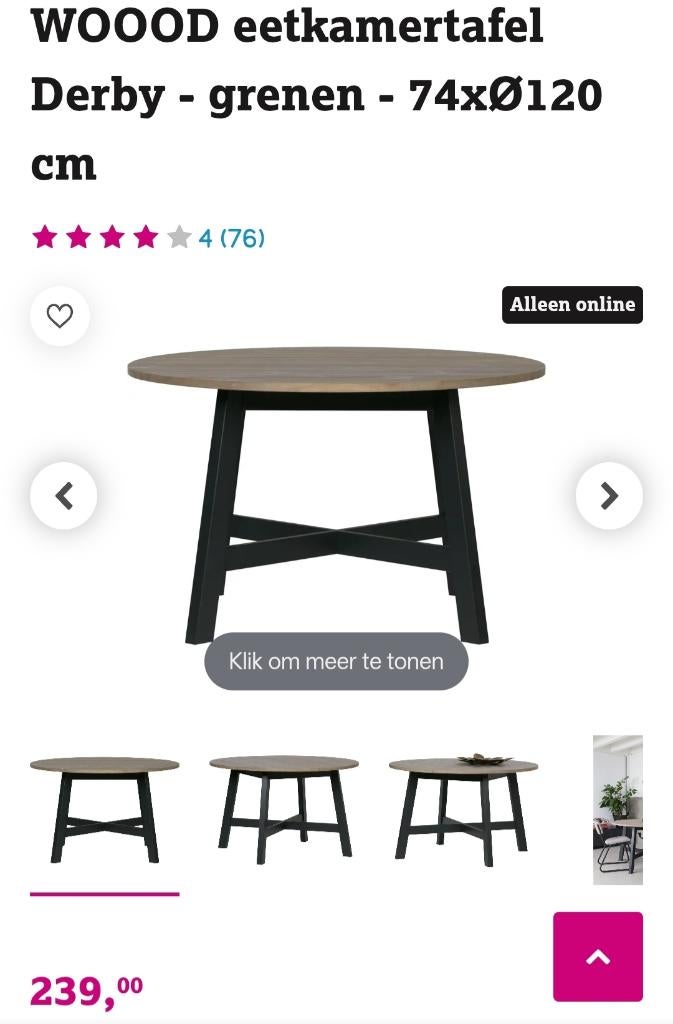 Eetkamer tafel Derby, Ophalen, Gebruikt, 50 tot 100 cm, 100 tot 150 cm