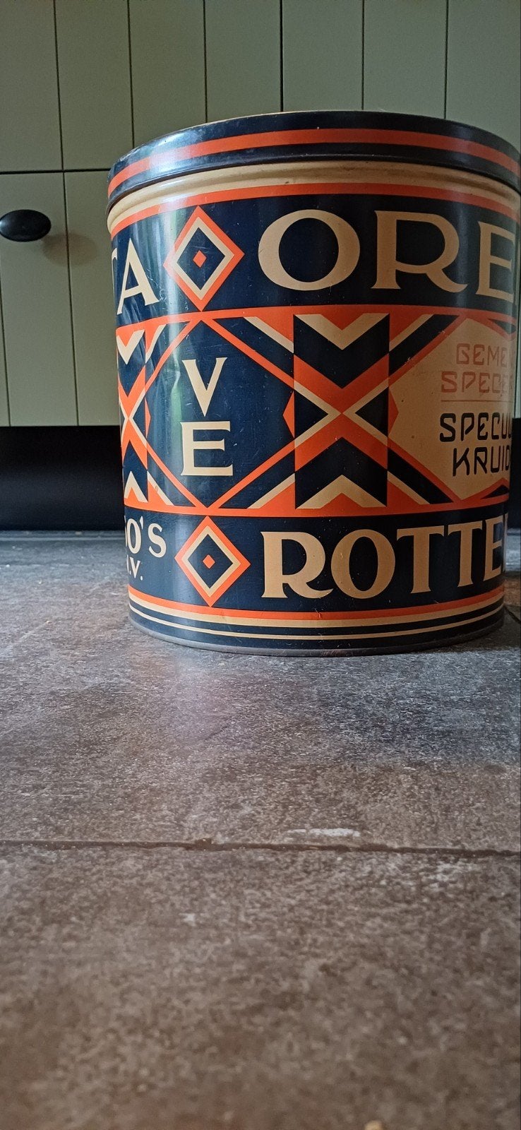 Vintage groot kruiden blik, Verzamelen, Ophalen of Verzenden, Gebruikt, Overige