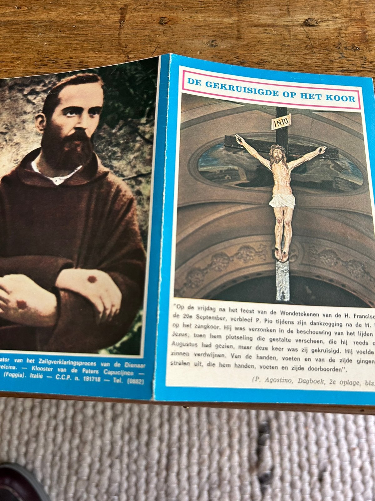 PRENT VAN PATER PIO MET DE STIGMATISATIE, Ophalen of Verzenden, Zo goed als nieuw, Kaart of Prent, Christendom | Katholiek