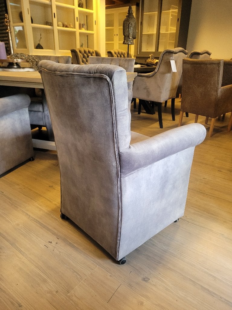 *VOORRAAD* 6 Landelijke Eetkamerstoelen Grazia Wiel Grijs (3, Huis en Inrichting, Landelijke eetkamerstoelen Grazia Wiel kleur stof adore grijs