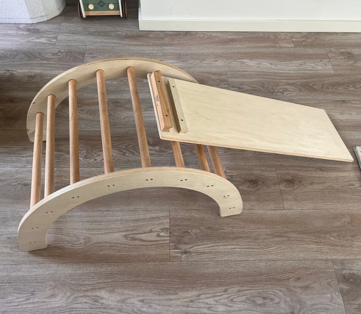Houten klimrek met glijbaan/klimplank voor kinderen, Ophalen, Zo goed als nieuw, Glijbaan
