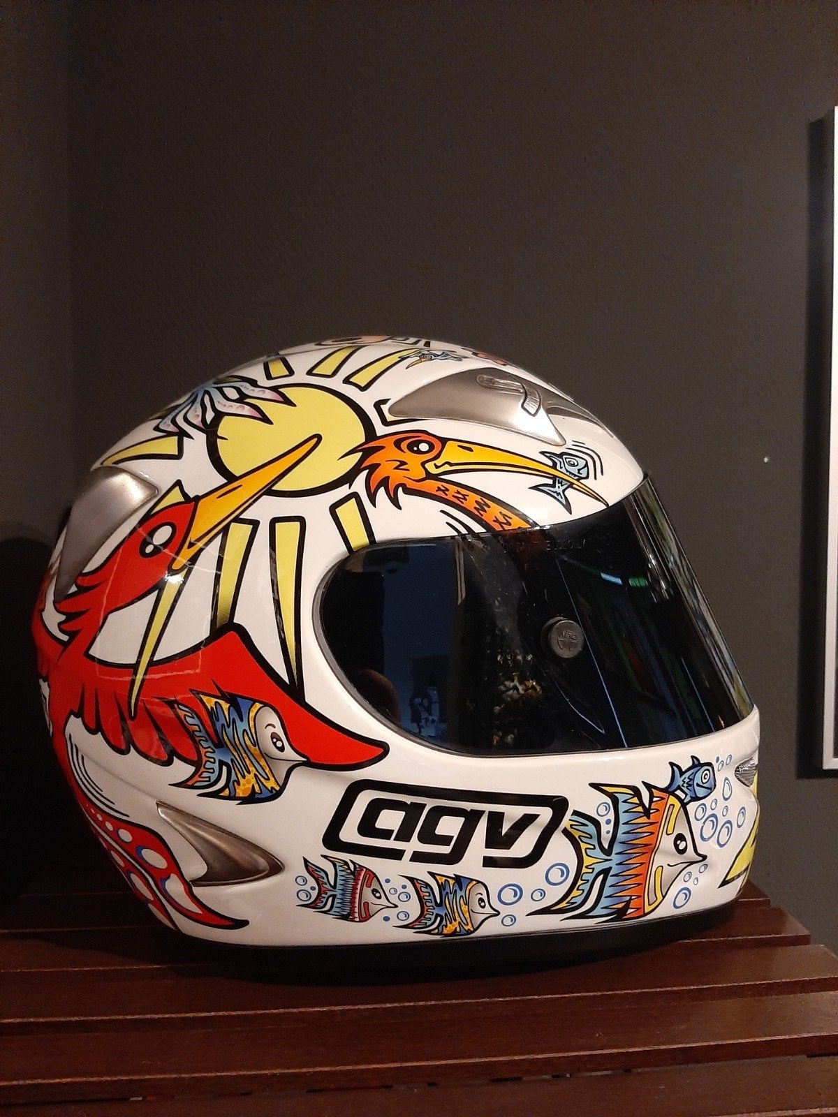 Valentino Rossi AGV Ti-Tech LTD Replica helm 'The Zoo', Ophalen of Verzenden, Tweedehands, Integraalhelm, AGV