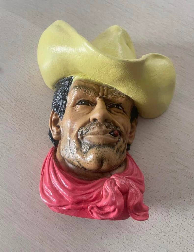 Vintage Cowboy Hoofd Bustebeeldje - Hongkong, Verzamelen, Beelden en Beeldjes, Ophalen of Verzenden, Zo goed als nieuw, Mens