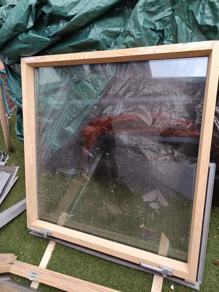 Dakraam 114x118 dubbelglas hout met gootstuk, Doe-het-zelf en Verbouw, Glas en Ramen, Ophalen of Verzenden