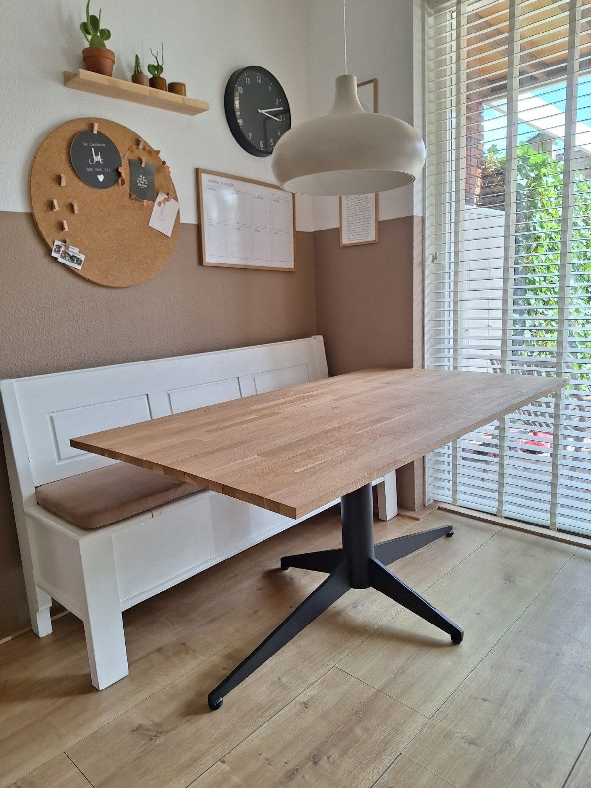 Eettafel eikenblad / zwart stalen poot.160x90cm, Huis en Inrichting, Tafels | Eettafels, Ophalen, Gebruikt, 50 tot 100 cm, 150 tot 200 cm