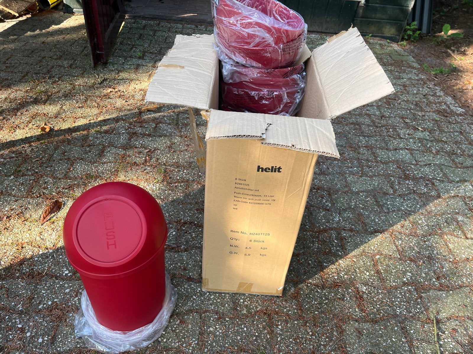 Helit Afvalbak 13 Liter Rood - Nieuw in Doos, 10 tot 20 liter, Ophalen, Nieuw, Kunststof