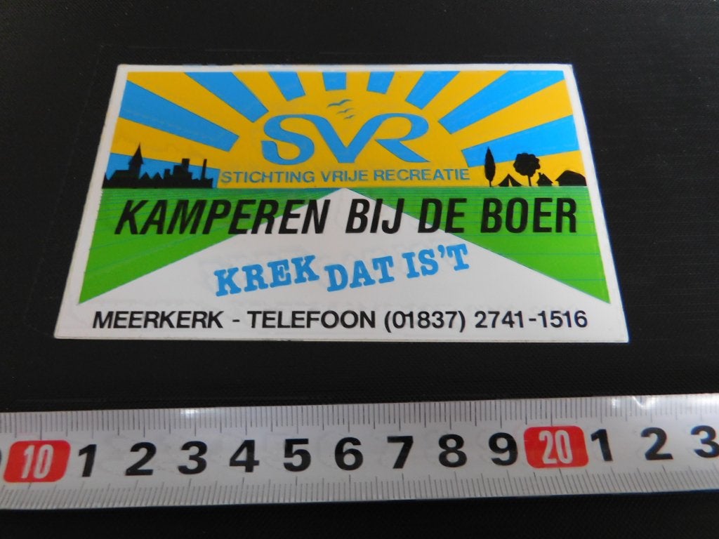 sticker meerkerk SVR kamperen bij de boer krek dat is 't *, Verzamelen, Stickers, Ophalen, Zo goed als nieuw