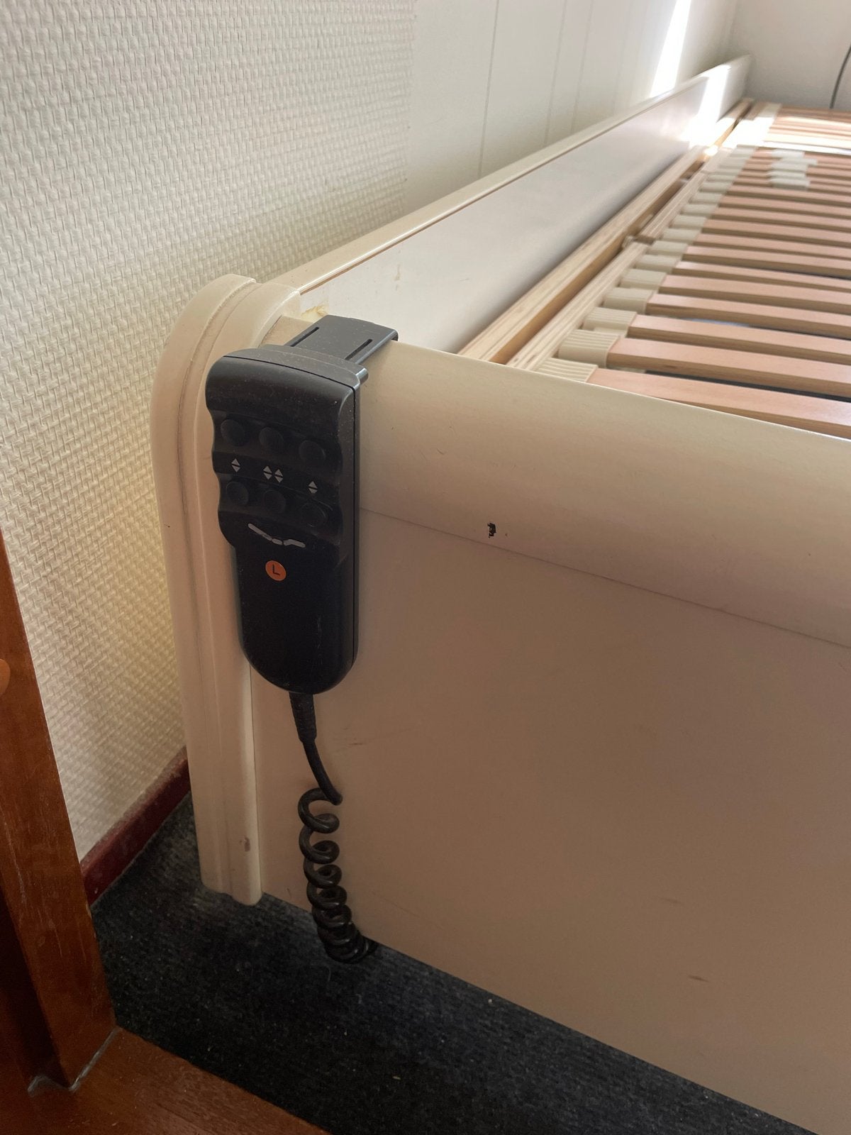 Elektrisch verstelbaar bed met lattenbodem, Ophalen, Wit, Tweepersoons, 180 cm