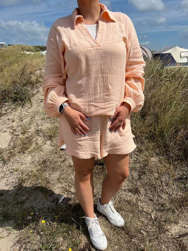 Costes zomer pak blouse + broekje maat M zalmroze, Ophalen of Verzenden, Zo goed als nieuw, Maat 38/40 (M), Roze