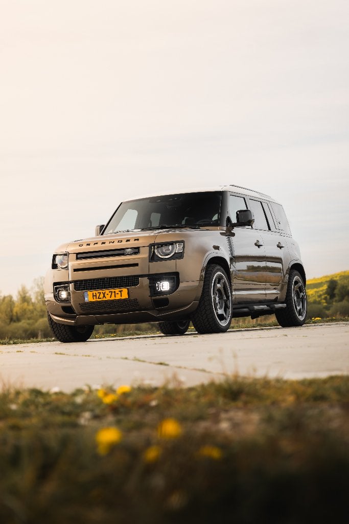 Heritage Customs - Defender P300e Gondwana stone, Auto's, Automaat, Dealer onderhouden, Zwart, Bruin