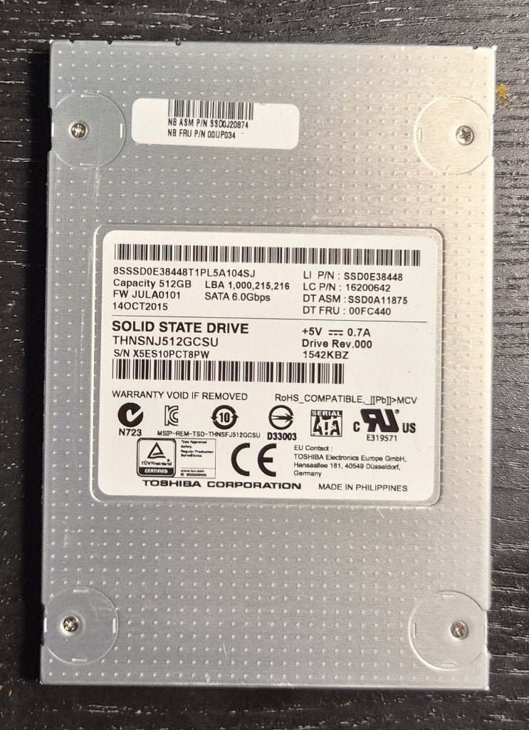 Toshiba THNSNJ512GCSU 512GB SATA MLC SSD, Computers en Software, Intern, Verzenden, 512GB, Toshiba