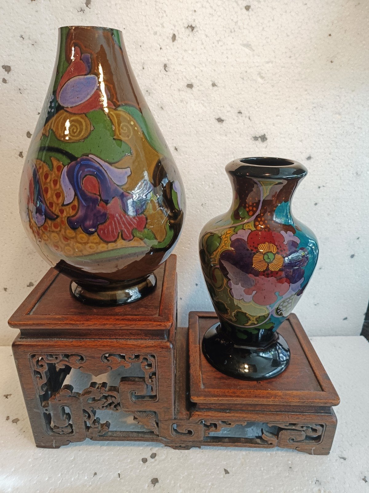 Art Nouveau Gouda Plateel Vaas en lampvoet, Ophalen of Verzenden