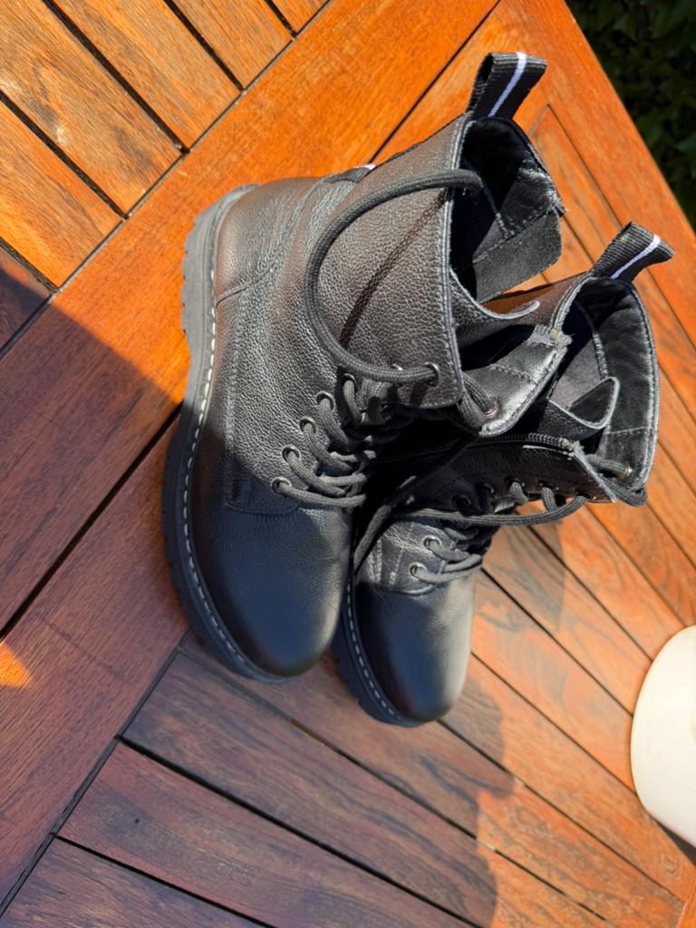 Boots dames leder, Ophalen, Hoge laarzen, CAFE MODA, Zwart