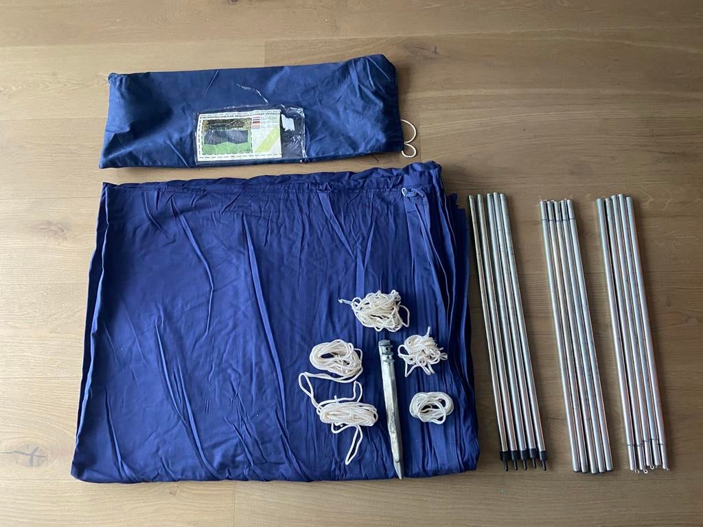 Vintage windscherm katoen marineblauw, Ophalen of Verzenden, Zo goed als nieuw