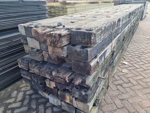 Brugdekdelen - wisselbielzen - Hardhouten balken - gebruikt, Tuin en Terras, Ophalen, 250 cm of meer, Balken, Hardhout