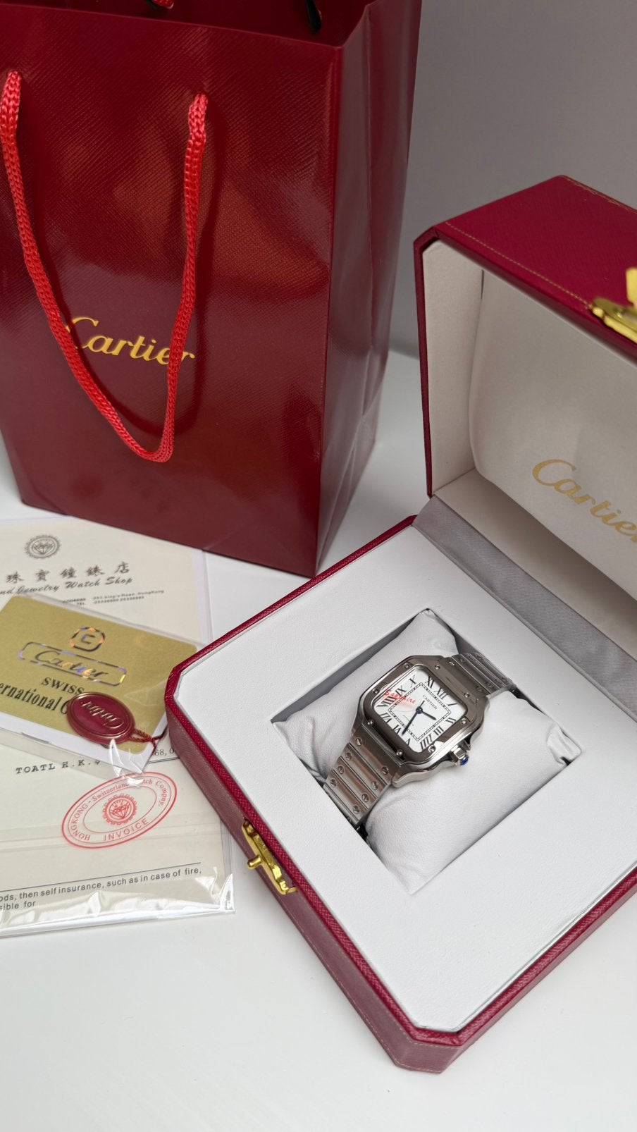 Cartier Santos de Cartier 35MM White Dial Horloge, Ophalen of Verzenden, Nieuw