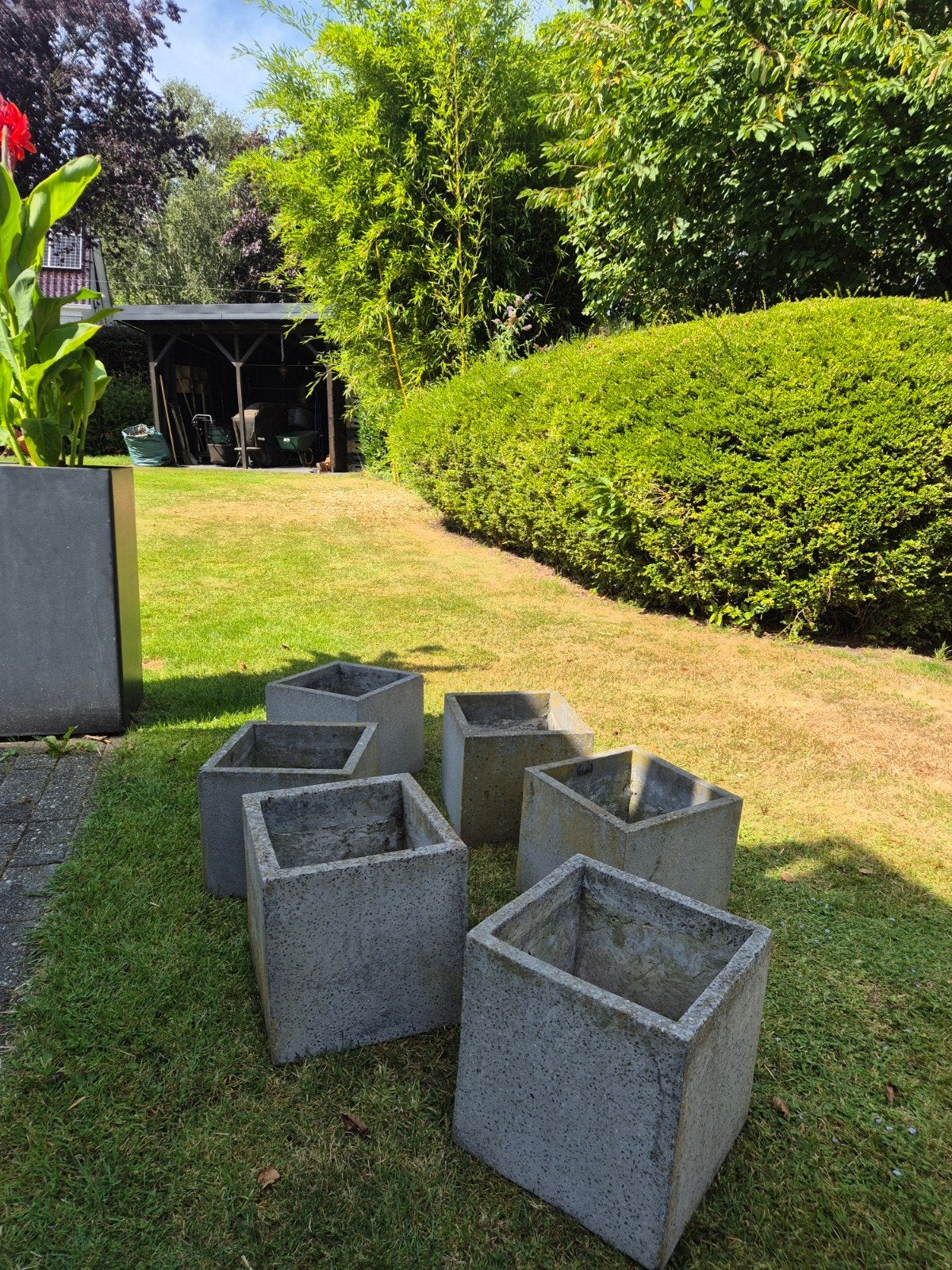 6 betonnen bloembakken, Tuin en Terras, Bloembakken en Plantenbakken, Ophalen