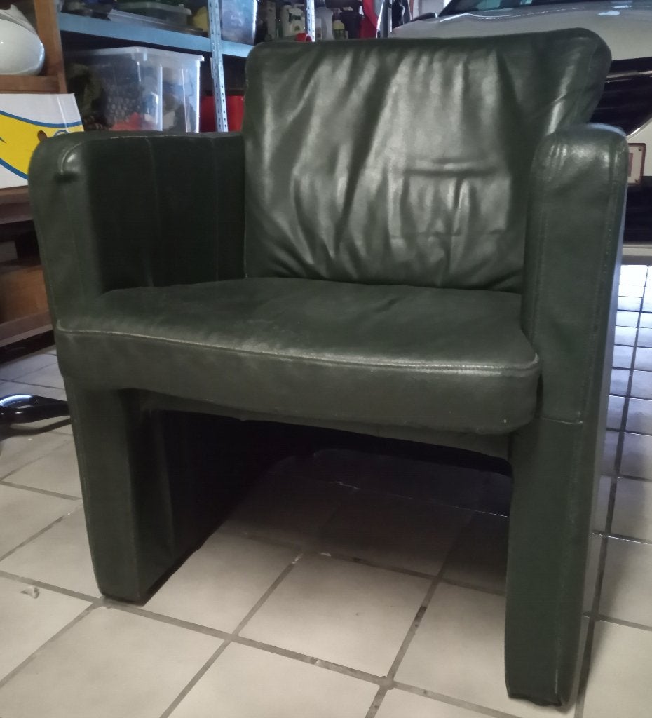 groen lederen stoeltje voor mancave of???, Antiek en Kunst, Ophalen