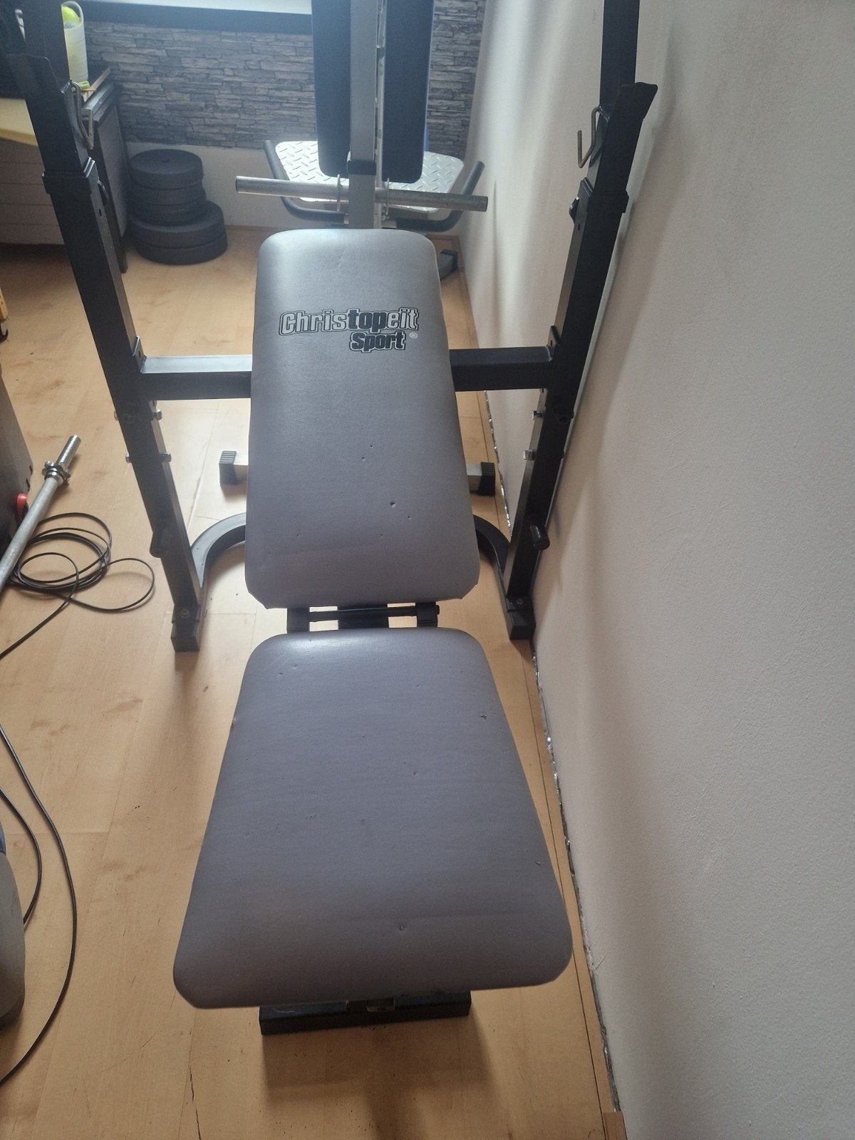 Christopeit Sport Fitnessbank met halterstangen, Sport en Fitness, Ophalen, Gebruikt, Armen, Fitnessbank